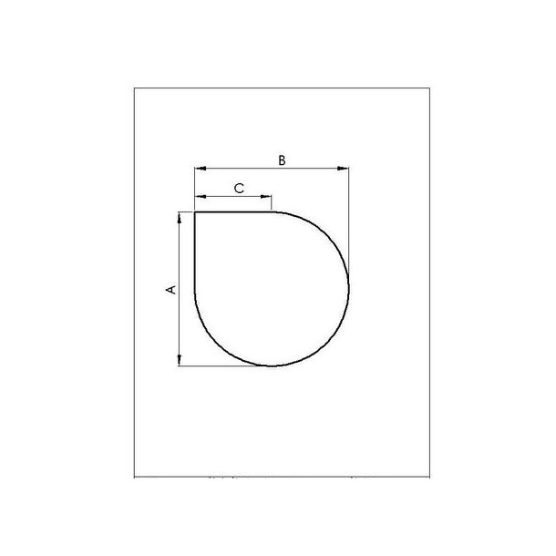 Glasplade m. facet 6mm Dråbe A:1000 x B:1000 (C:500 Dia:1207)